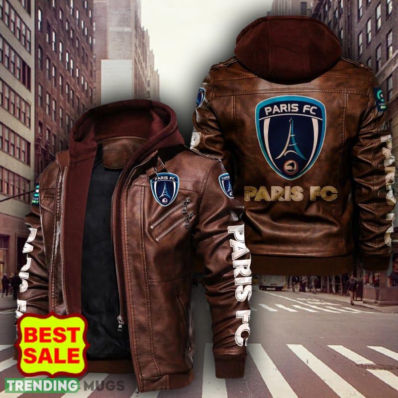 Ligue 2 Paris FC Logo 1 Brown And Black Leather Jacket For Men And Women 2D Leather Jacket Ligue 2 Paris FC Logo 1 Brown And Black Leather Jacket For Men And Women 2D Leather Jacket
