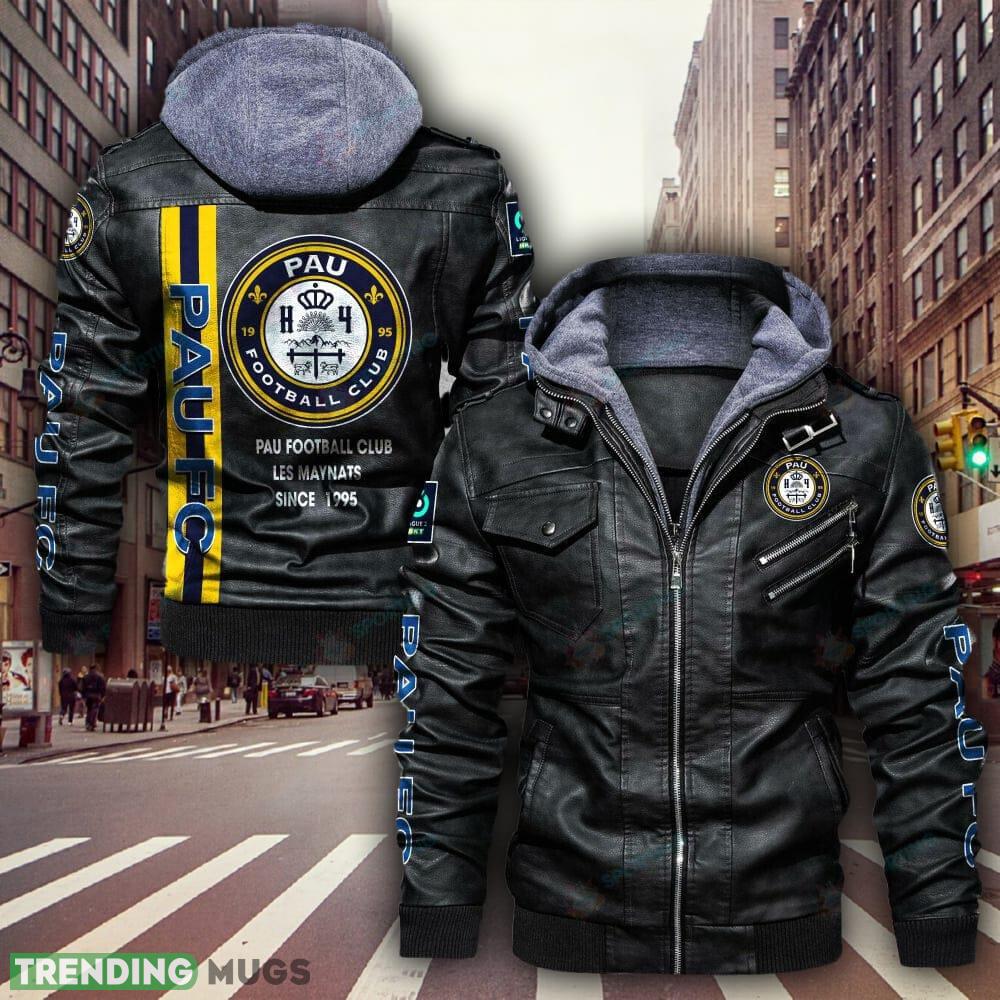 Ligue 2 Pau Football Club Logo 8 Brown And Black Leather Jacket For Fans - Ligue 2 Pau Football Club Leather Jacket_1 Ligue 2 Pau Football Club Logo 8 Brown And Black Leather Jacket For Fans - Ligue 2 Pau Football Club Leather Jacket_1