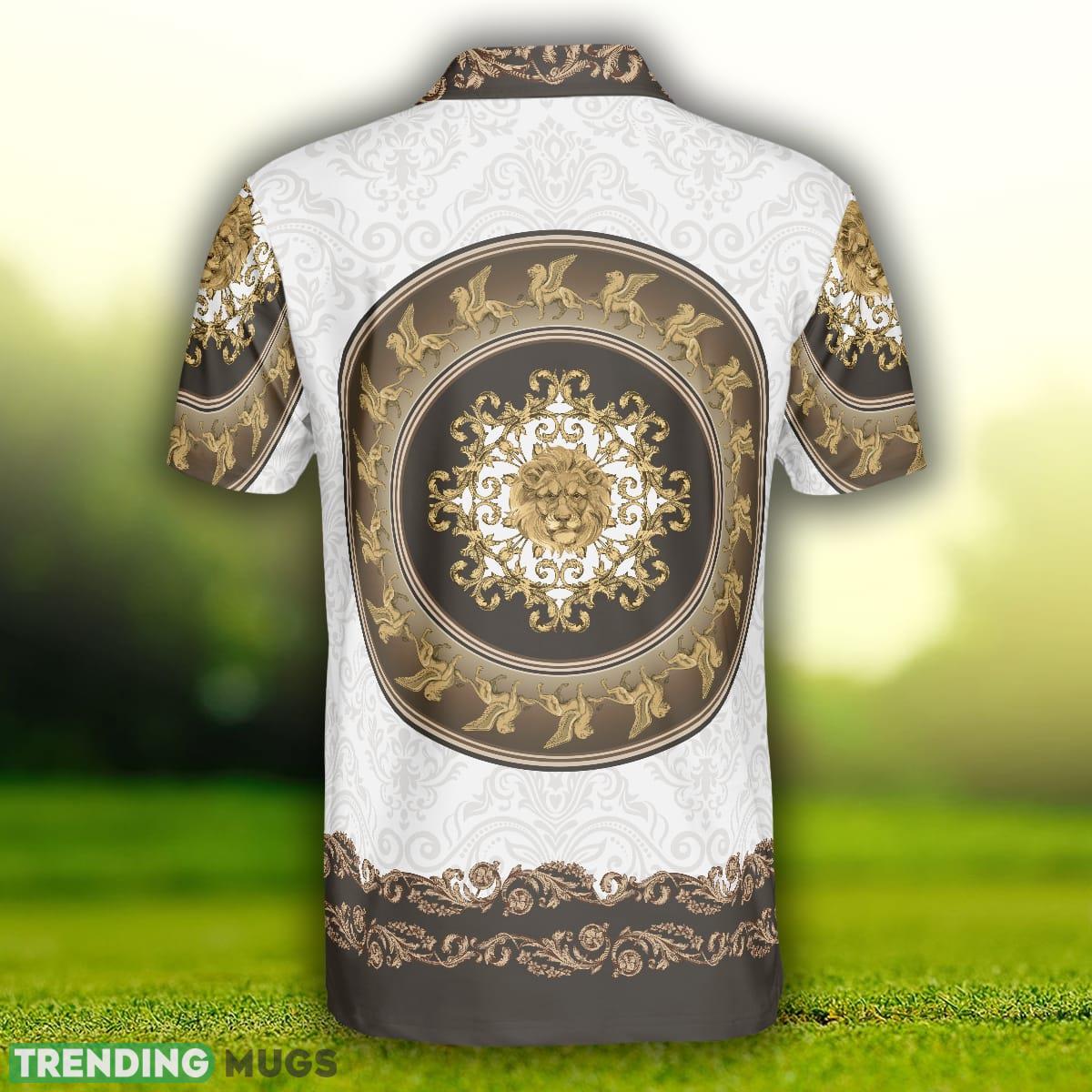 Lion Of Saint Mark Vintage Style, Luxury Golden Baroque Pattern Polo Shirt Polo Shirt Lion Of Saint Mark Vintage Style, Luxury Golden Baroque Pattern Polo Shirt Polo Shirt