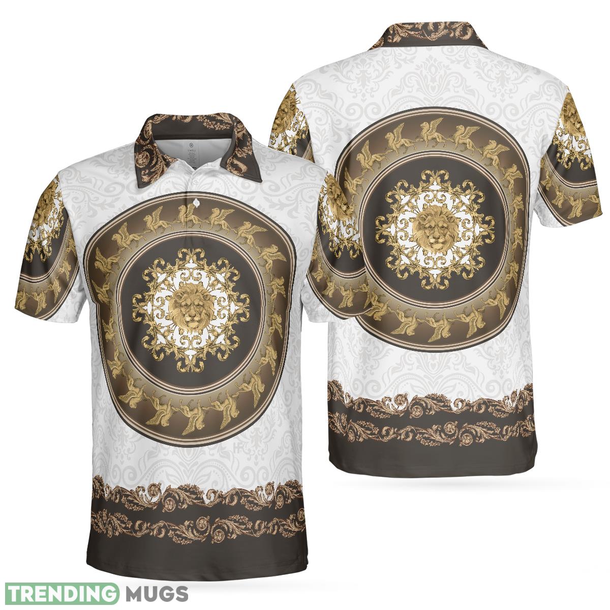 Lion Of Saint Mark Vintage Style, Luxury Golden Baroque Pattern Polo Shirt - Lion Of Saint Mark Vintage Style Polo Shirt, Luxury Golden Baroque Pattern Polo Shirt For Men_1 Lion Of Saint Mark Vintage Style, Luxury Golden Baroque Pattern Polo Shirt - Lion Of Saint Mark Vintage Style Polo Shirt, Luxury Golden Baroque Pattern Polo Shirt For Men_1