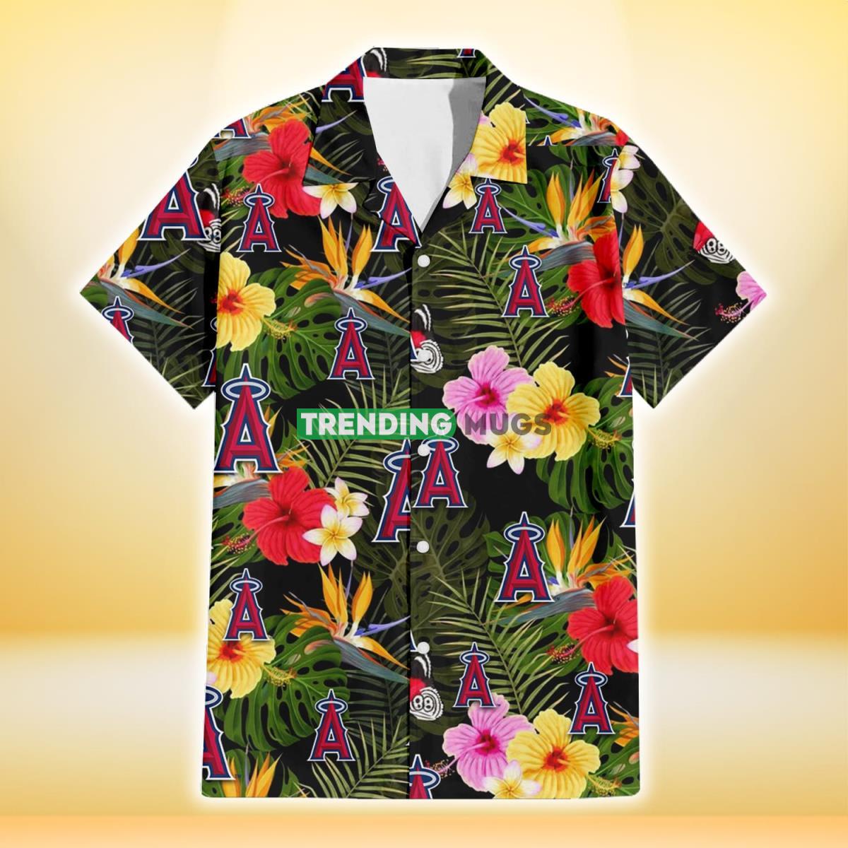 Los Angeles Angels Colorful Hibiscus Green Leaf Back Background 3D Hawaiian Shirt Hawaiian Shirt Los Angeles Angels Colorful Hibiscus Green Leaf Back Background 3D Hawaiian Shirt Hawaiian Shirt