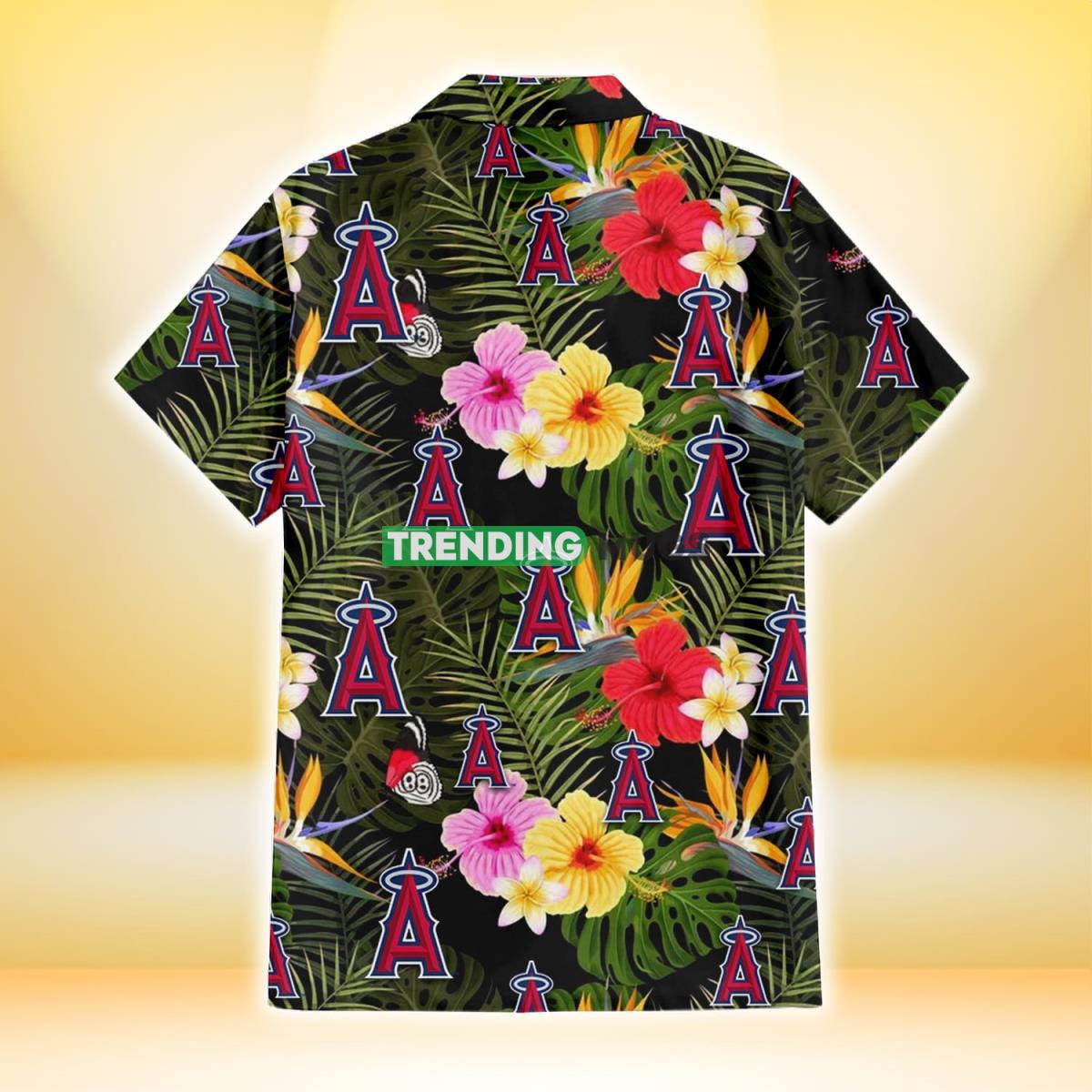 Los Angeles Angels Colorful Hibiscus Green Leaf Back Background 3D Hawaiian Shirt Hawaiian Shirt Los Angeles Angels Colorful Hibiscus Green Leaf Back Background 3D Hawaiian Shirt Hawaiian Shirt