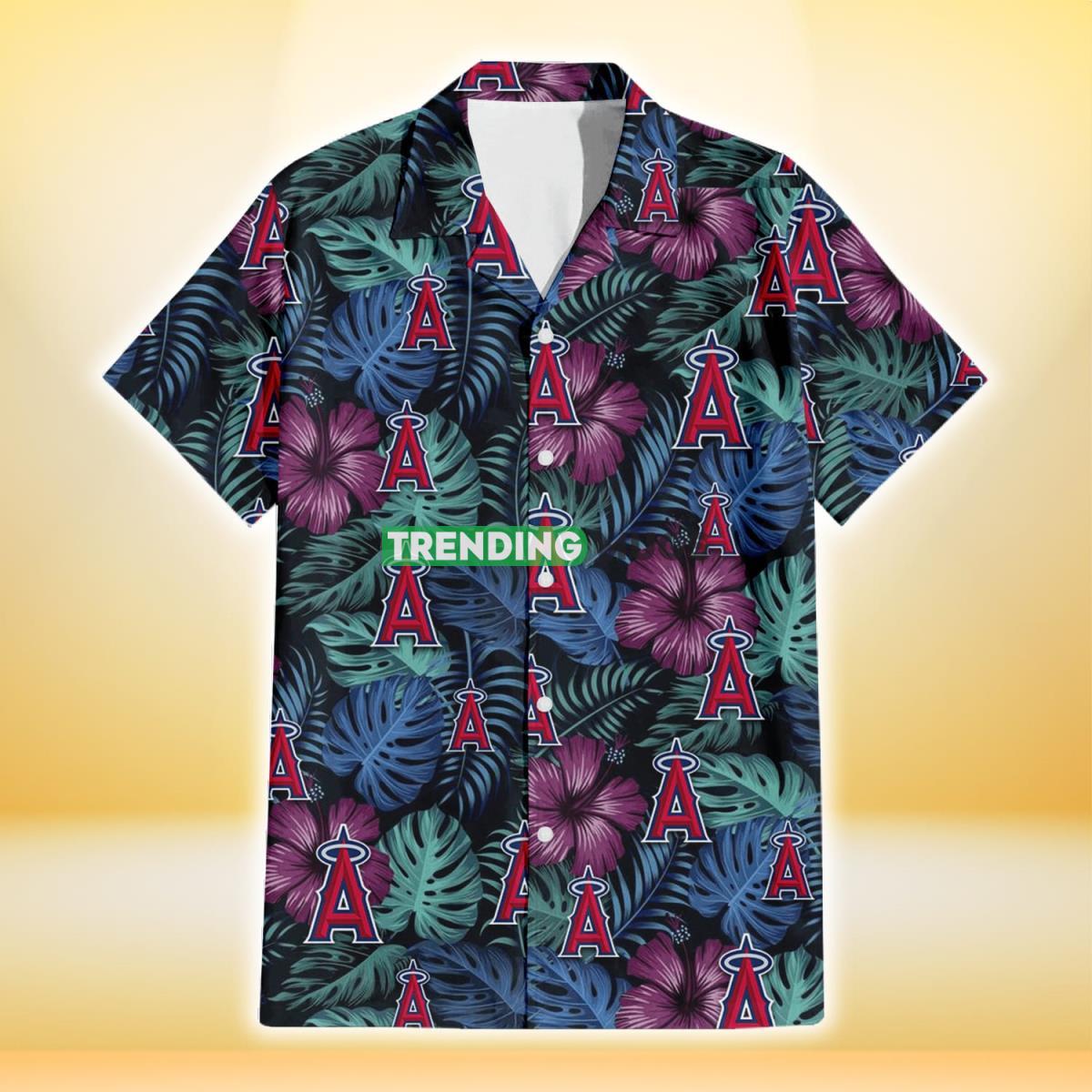 Los Angeles Angels Dark Magenta Green Leaf Black Background 3D Hawaiian Shirt Hawaiian Shirt Los Angeles Angels Dark Magenta Green Leaf Black Background 3D Hawaiian Shirt Hawaiian Shirt