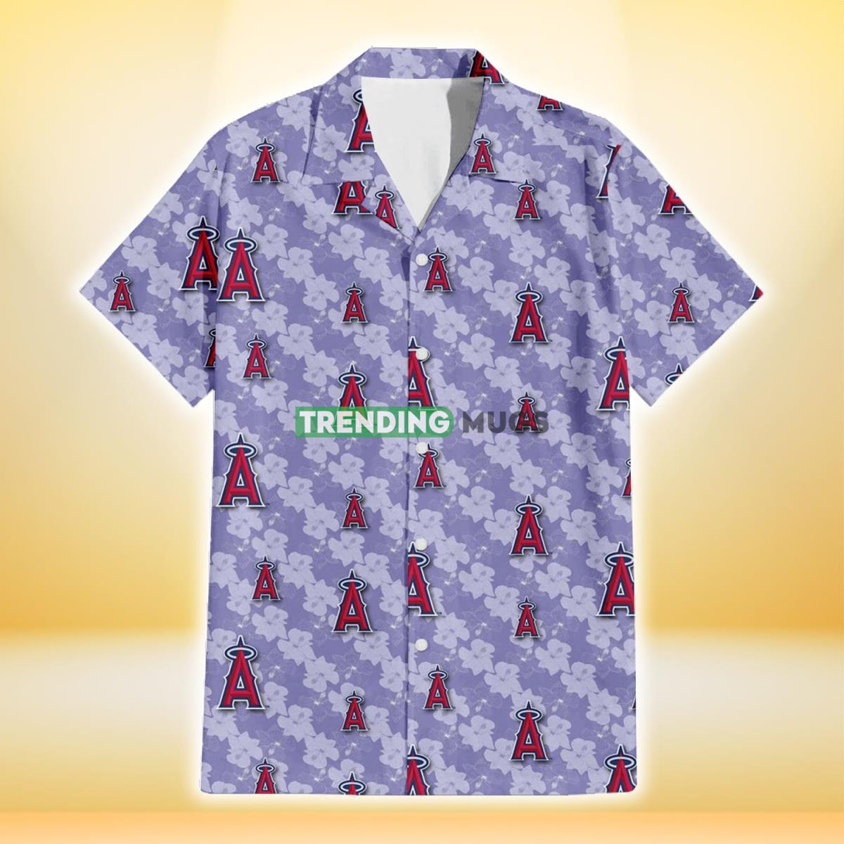 Los Angeles Angels Light Purple Hibiscus Pattern Stripe Powder Purple 3D Hawaiian Shirt Hawaiian Shirt Los Angeles Angels Light Purple Hibiscus Pattern Stripe Powder Purple 3D Hawaiian Shirt Hawaiian Shirt