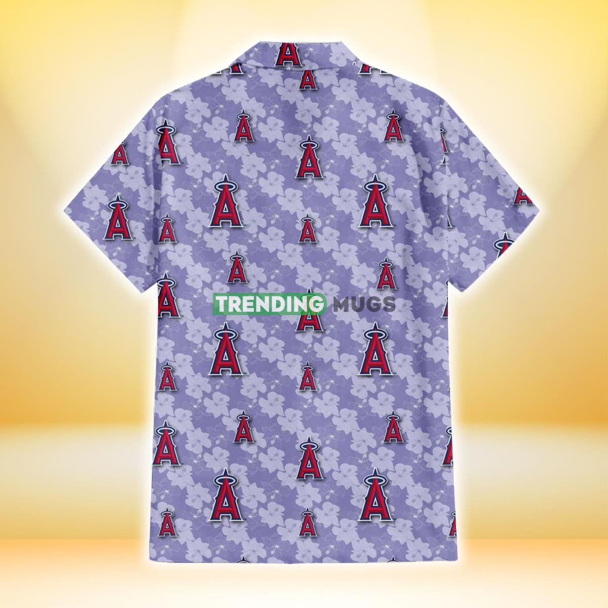 Los Angeles Angels Light Purple Hibiscus Pattern Stripe Powder Purple 3D Hawaiian Shirt Hawaiian Shirt Los Angeles Angels Light Purple Hibiscus Pattern Stripe Powder Purple 3D Hawaiian Shirt Hawaiian Shirt
