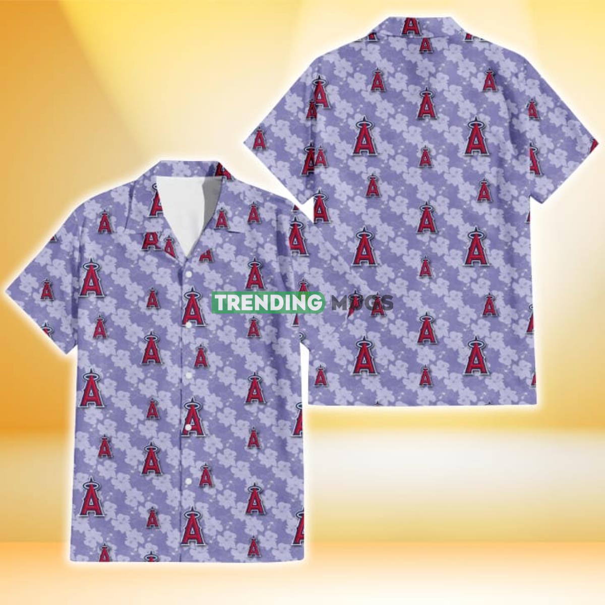 Los Angeles Angels Light Purple Hibiscus Pattern Stripe Powder Purple 3D Hawaiian Shirt Product Photo 1 Los Angeles Angels Light Purple Hibiscus Pattern Stripe Powder Purple 3D Hawaiian Shirt Product Photo 1