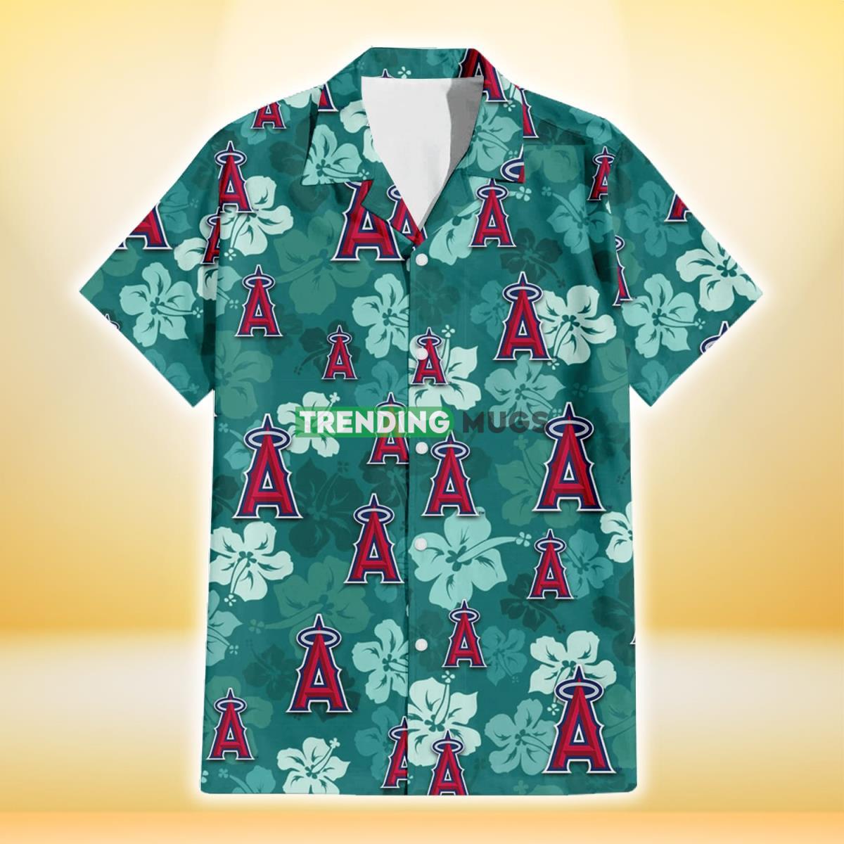 Los Angeles Angels Light Sea Green Hibiscus Green Background 3D Hawaiian Shirt Hawaiian Shirt Los Angeles Angels Light Sea Green Hibiscus Green Background 3D Hawaiian Shirt Hawaiian Shirt
