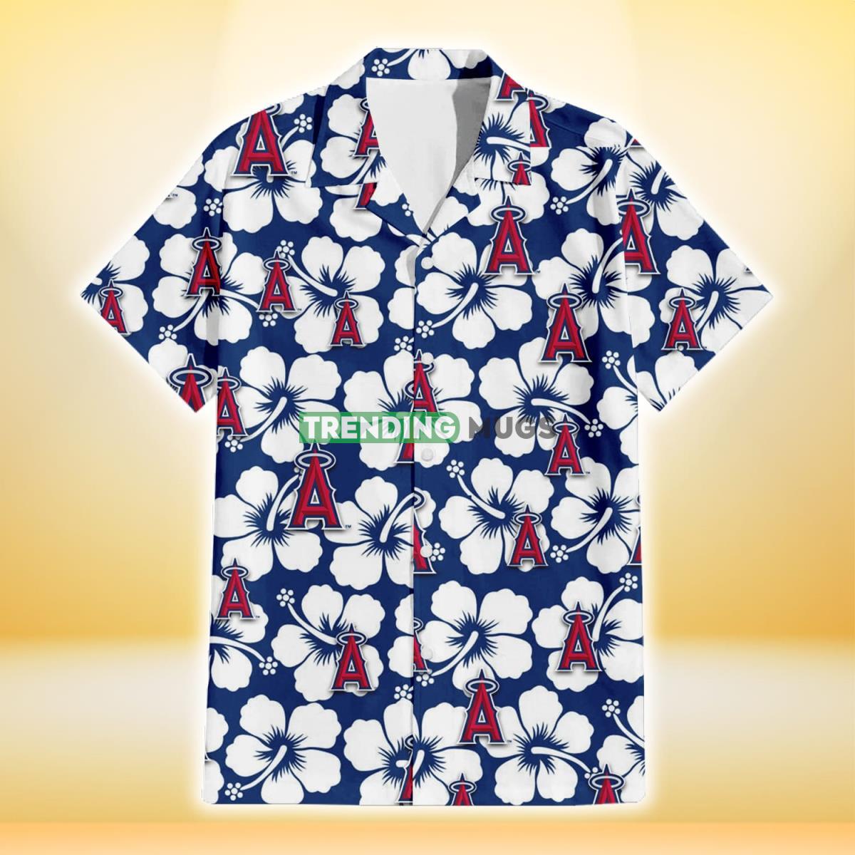 Los Angeles Angels Modern White Hibiscus Navy Background 3D Hawaiian Shirt Hawaiian Shirt Los Angeles Angels Modern White Hibiscus Navy Background 3D Hawaiian Shirt Hawaiian Shirt