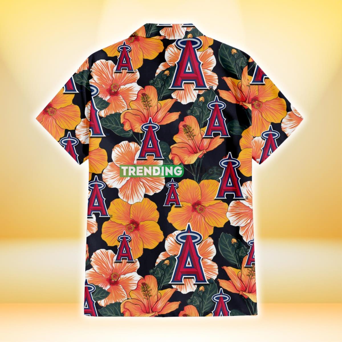 Los Angeles Angels Orange Hibiscus Dark Green Leaf Black Background 3D Hawaiian Shirt Hawaiian Shirt Los Angeles Angels Orange Hibiscus Dark Green Leaf Black Background 3D Hawaiian Shirt Hawaiian Shirt