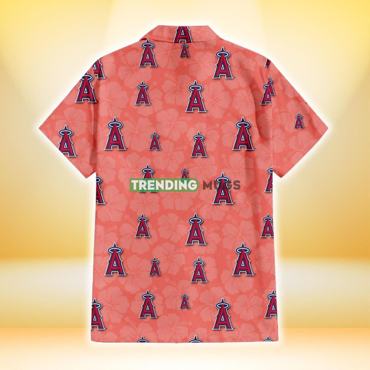Los Angeles Angels Peach Puff Hibiscus Tomato Orange Background 3D Hawaiian Shirt Hawaiian Shirt Los Angeles Angels Peach Puff Hibiscus Tomato Orange Background 3D Hawaiian Shirt Hawaiian Shirt