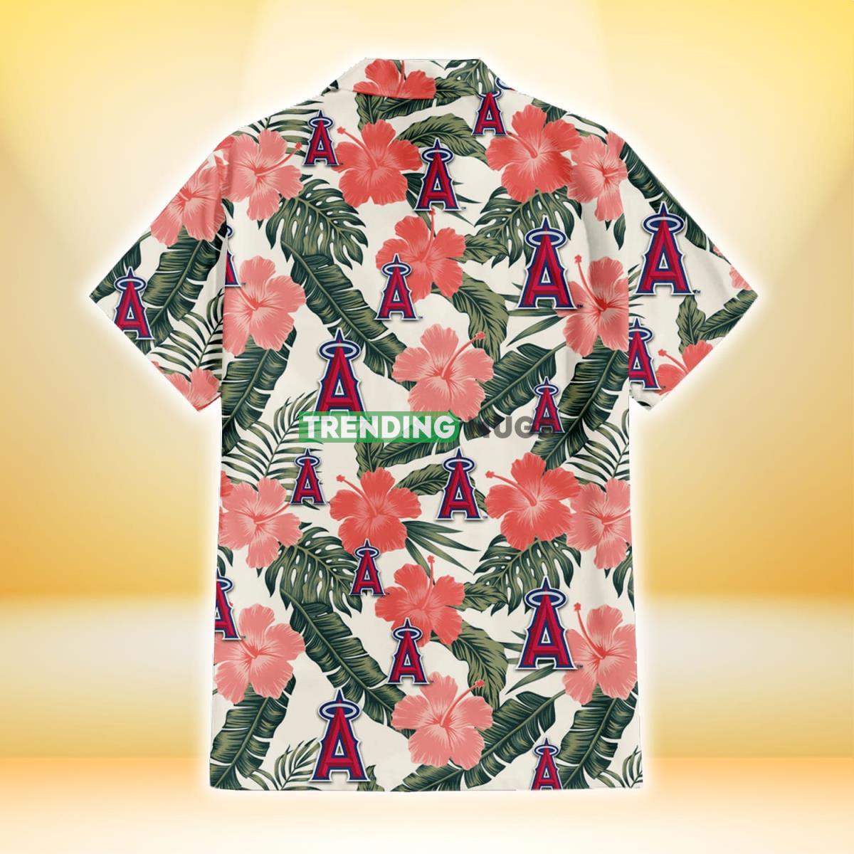 Los Angeles Angels Pink Coral Hibiscus Banana Leaf Beige Background 3D Hawaiian Shirt Hawaiian Shirt Los Angeles Angels Pink Coral Hibiscus Banana Leaf Beige Background 3D Hawaiian Shirt Hawaiian Shirt
