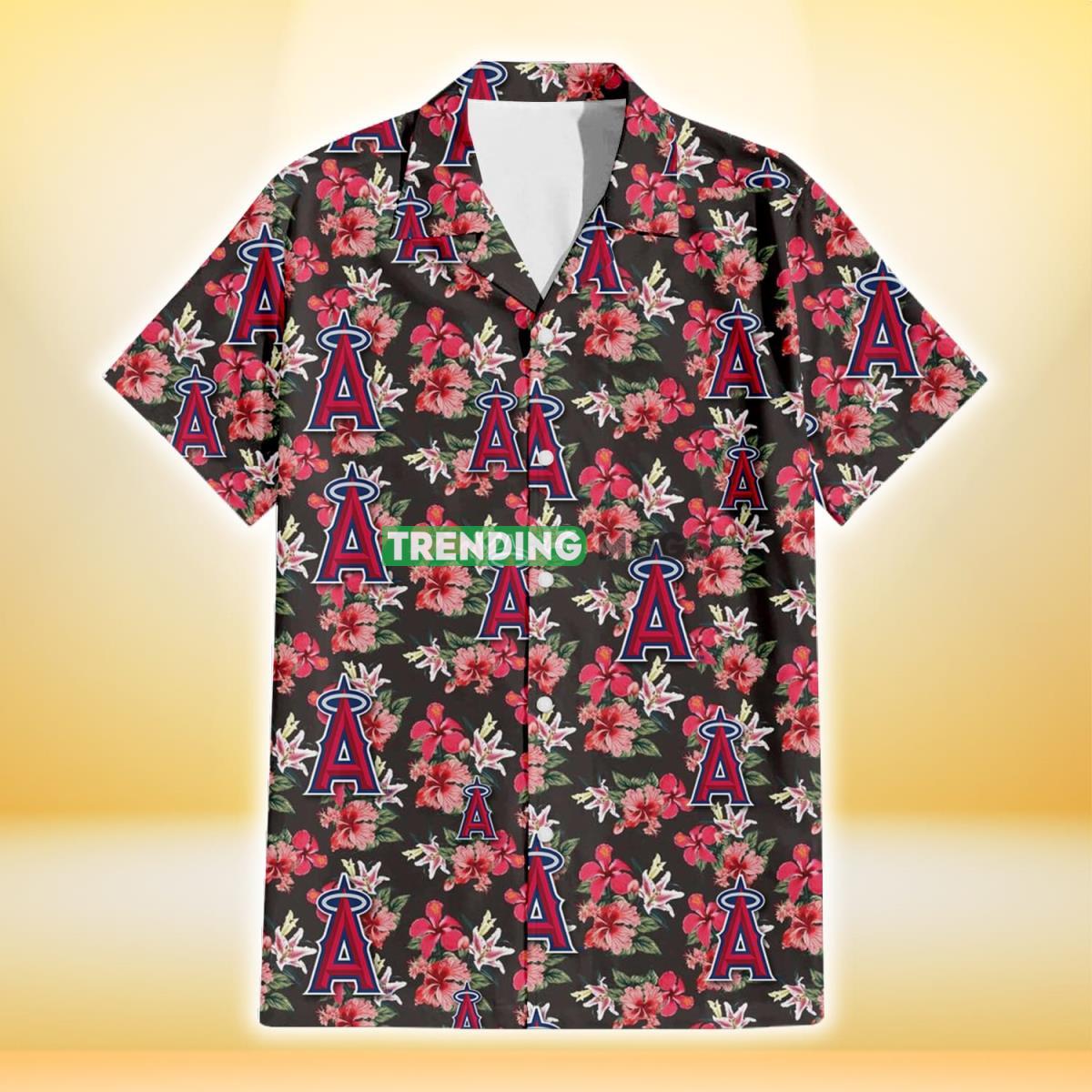 Los Angeles Angels Pink Hibiscus Orchid Brown Background 3D Hawaiian Shirt Hawaiian Shirt Los Angeles Angels Pink Hibiscus Orchid Brown Background 3D Hawaiian Shirt Hawaiian Shirt