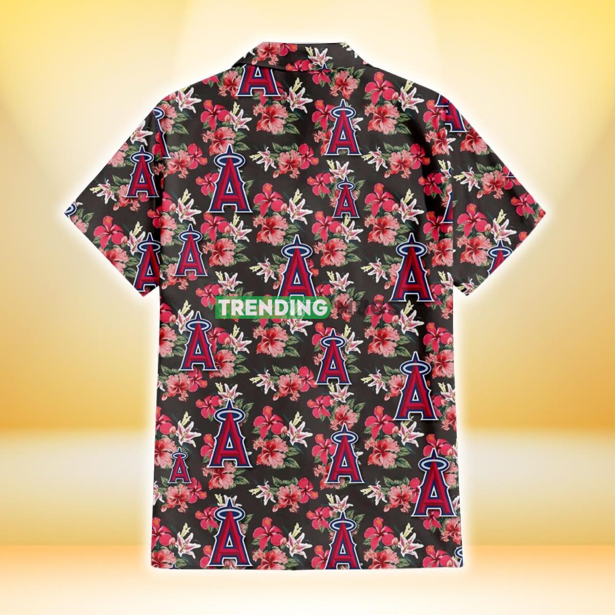 Los Angeles Angels Pink Hibiscus Orchid Brown Background 3D Hawaiian Shirt Hawaiian Shirt Los Angeles Angels Pink Hibiscus Orchid Brown Background 3D Hawaiian Shirt Hawaiian Shirt
