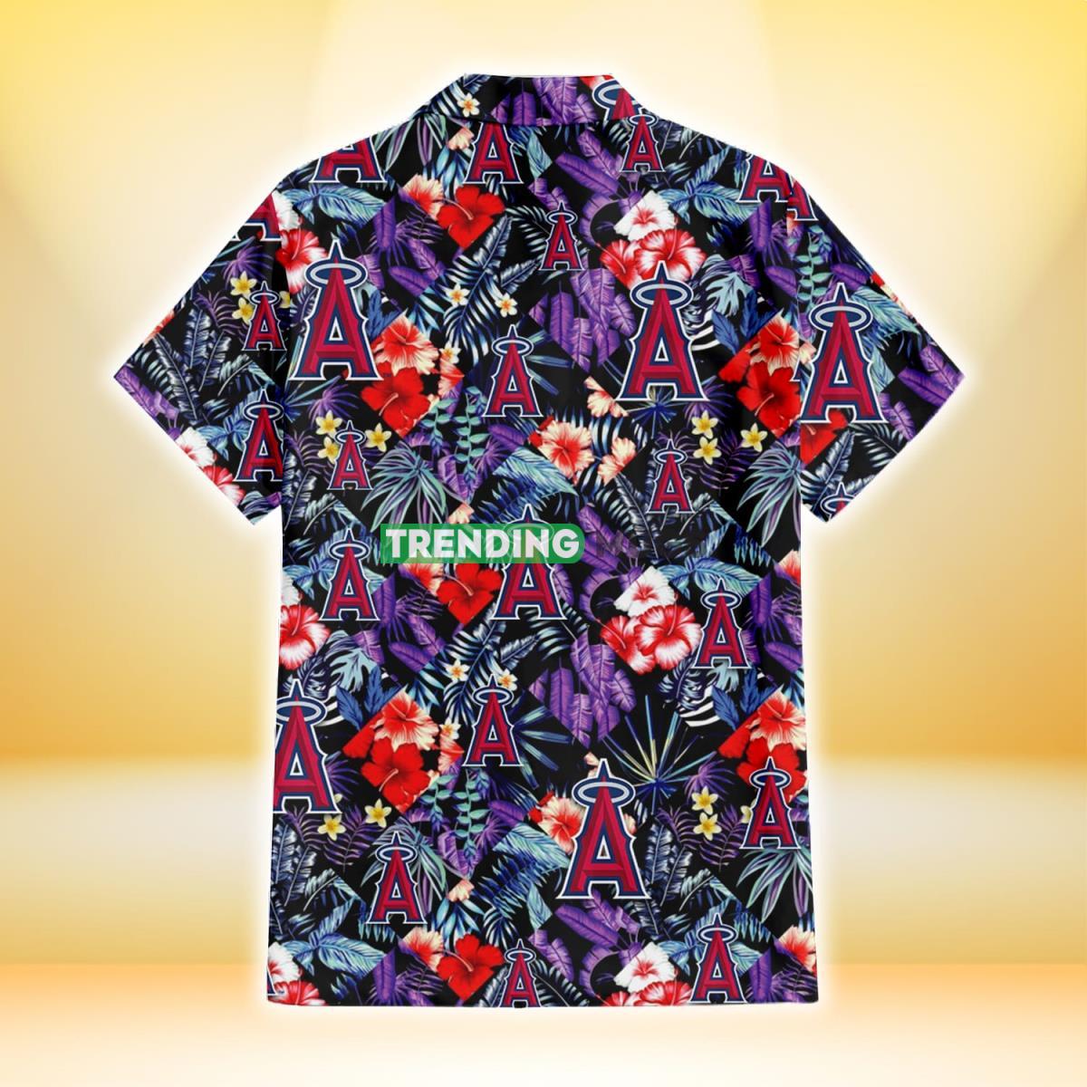 Los Angeles Angels Red Hibiscus Caro Black Background 3D Hawaiian Shirt Hawaiian Shirt Los Angeles Angels Red Hibiscus Caro Black Background 3D Hawaiian Shirt Hawaiian Shirt