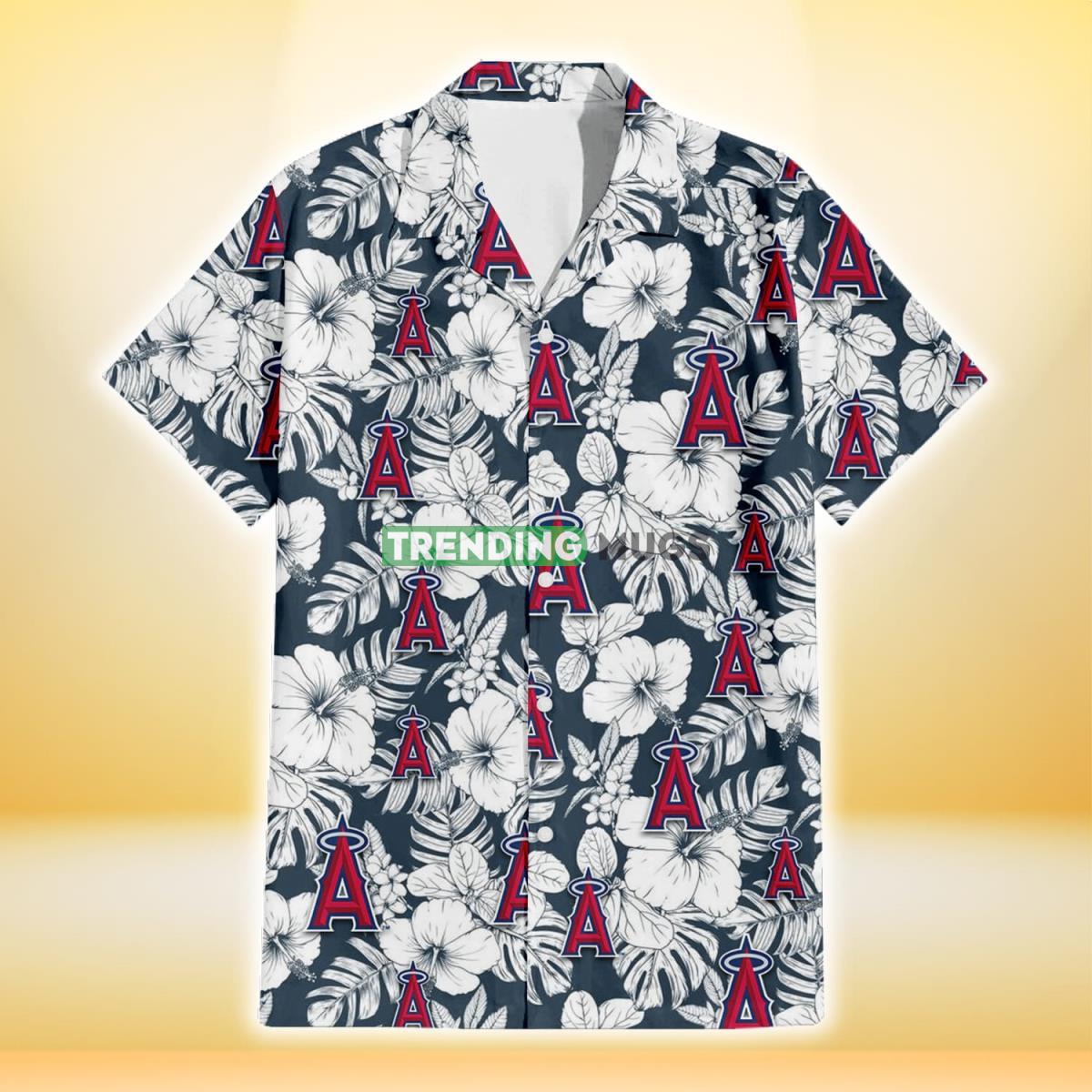 Los Angeles Angels Sketch Hibiscus Leaf Dark Gray Background 3D Hawaiian Shirt Hawaiian Shirt Los Angeles Angels Sketch Hibiscus Leaf Dark Gray Background 3D Hawaiian Shirt Hawaiian Shirt