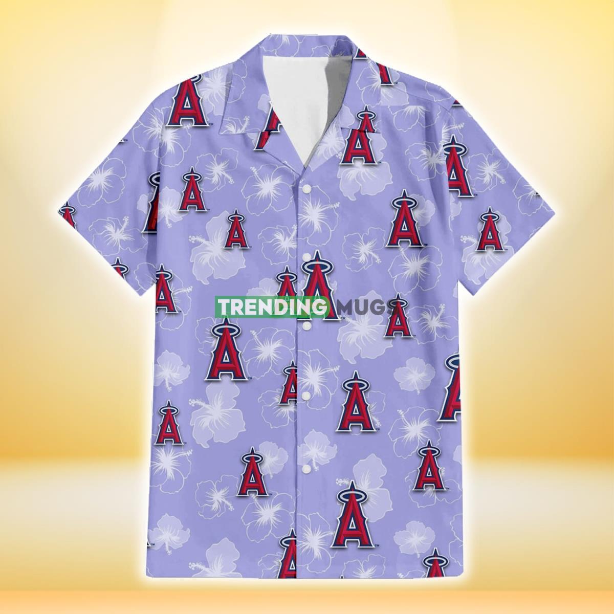 Los Angeles Angels Sketch White Hibiscus Violet Background 3D Hawaiian Shirt Hawaiian Shirt Los Angeles Angels Sketch White Hibiscus Violet Background 3D Hawaiian Shirt Hawaiian Shirt