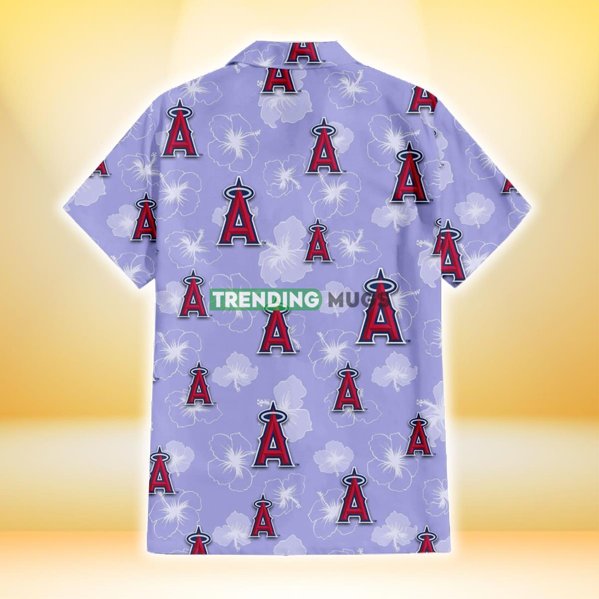 Los Angeles Angels Sketch White Hibiscus Violet Background 3D Hawaiian Shirt Hawaiian Shirt Los Angeles Angels Sketch White Hibiscus Violet Background 3D Hawaiian Shirt Hawaiian Shirt