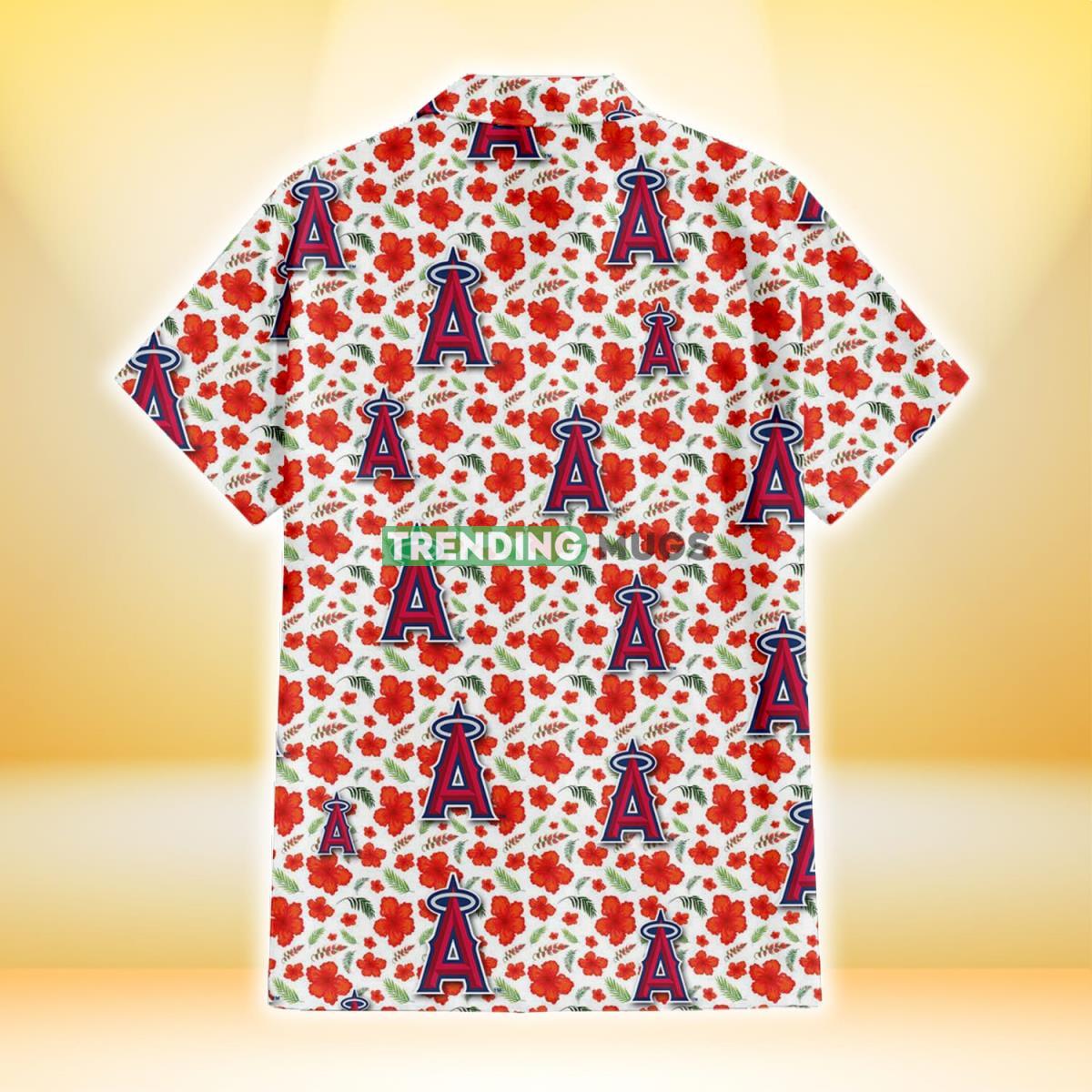 Los Angeles Angels Tiny Red Hibiscus Green Leaf White Cube Background 3D Hawaiian Shirt Hawaiian Shirt Los Angeles Angels Tiny Red Hibiscus Green Leaf White Cube Background 3D Hawaiian Shirt Hawaiian Shirt