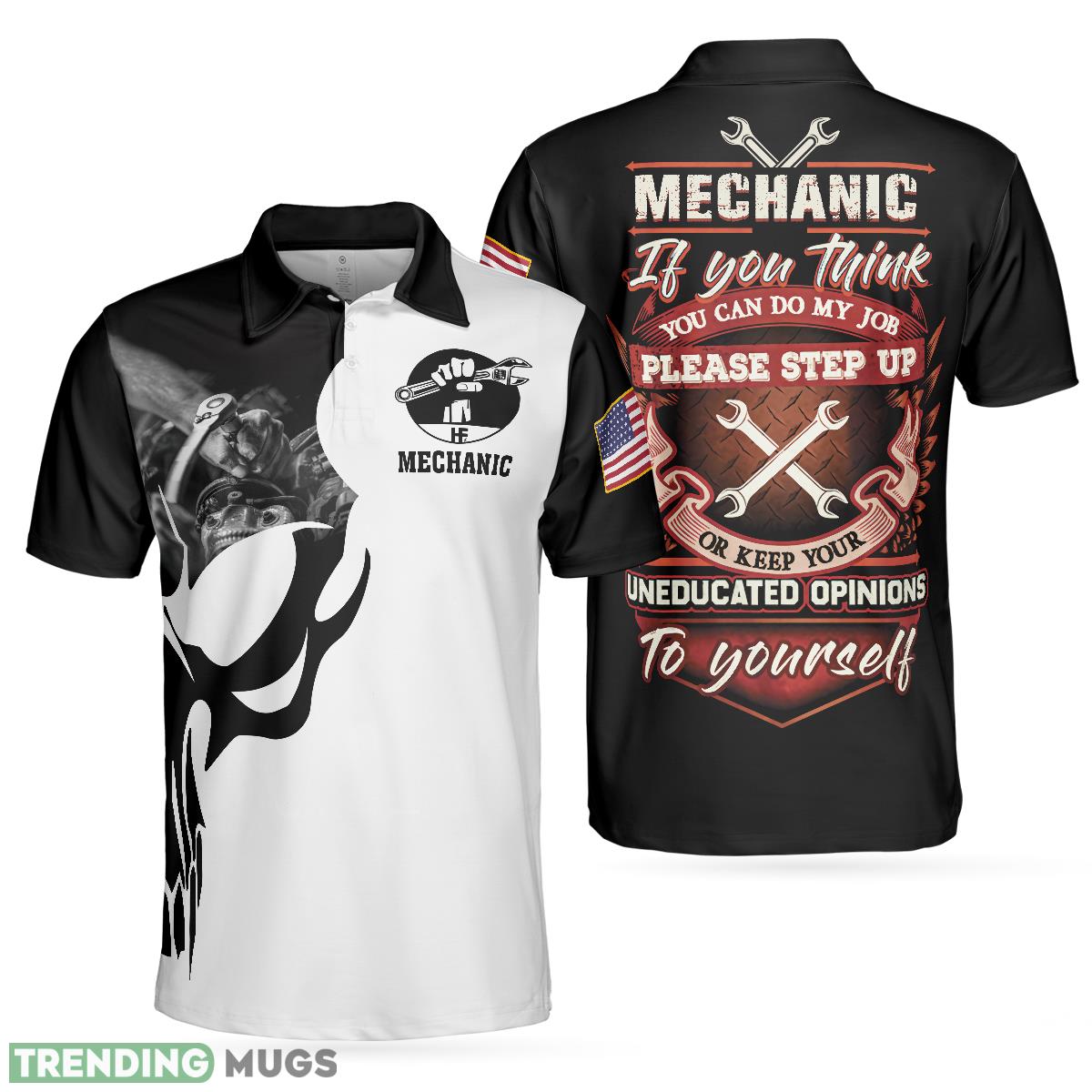 Mechanic Proud Skull, Black And White If You Think You Can Do My Job, Mechanic Shirt Polo Shirt - Mechanic Proud Skull Polo Shirt, Black And White If You Think You Can Do My Job Polo Shirt, Mechanic Shirt For Men_1