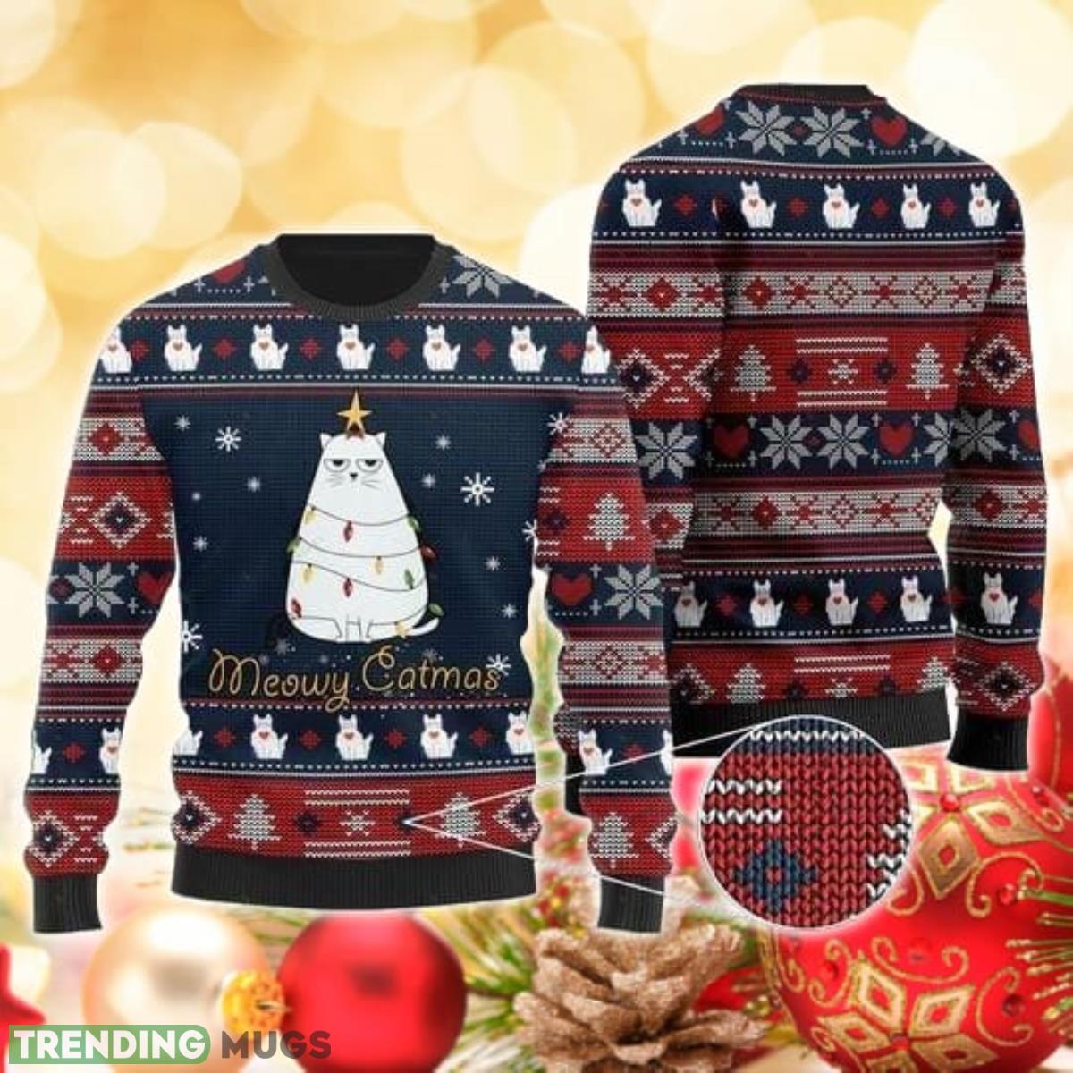 Meowy Catmas 3D Sweater Ugly Christmas Sweater For Men Women Product Photo 1