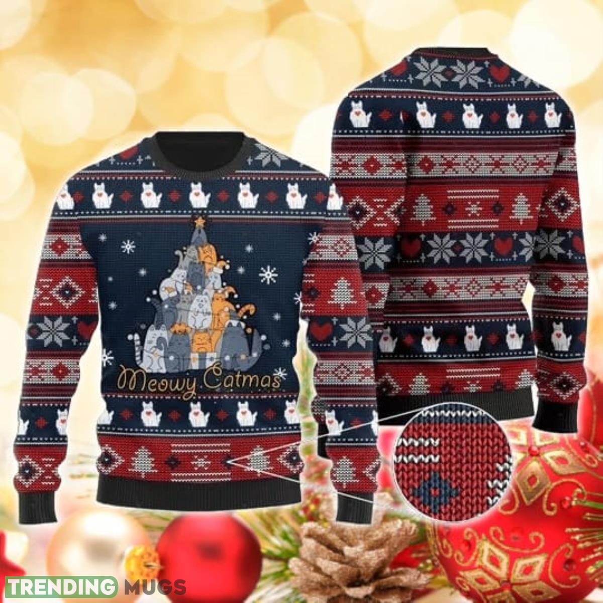 Meowy Catmas Christmas Cats Tree 3D Sweater Ugly Christmas Sweater For Men Women Product Photo 1