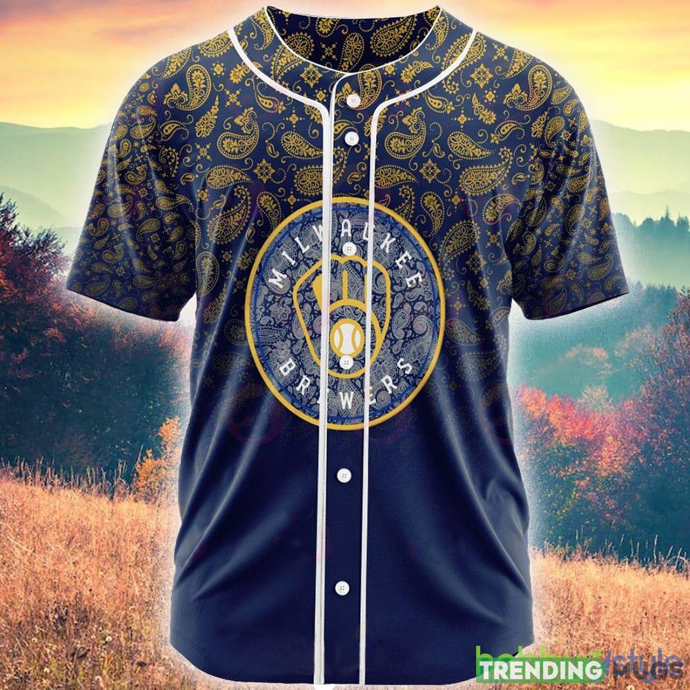 Milwaukee Brewers Design MLB Jersey Shirt Custom Number And Name For Men And Women Gift Fans - Milwaukee Brewers-CUSTOM MLB Paisley Pattern Jersey_1 Milwaukee Brewers Design MLB Jersey Shirt Custom Number And Name For Men And Women Gift Fans - Milwaukee Brewers-CUSTOM MLB Paisley Pattern Jersey_1
