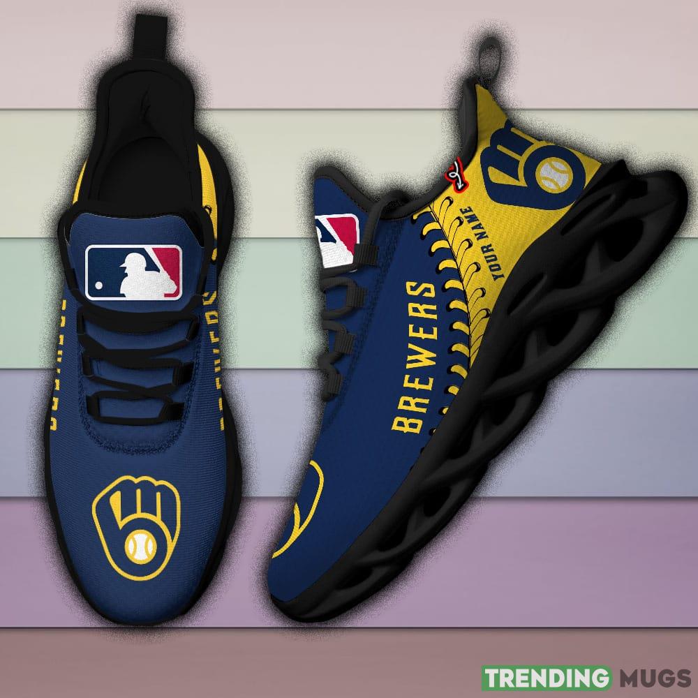 Milwaukee Brewers MLB MAX SOUL SHOES Custom Name For Men And Women Running Sneakers Max Soul Milwaukee Brewers MLB MAX SOUL SHOES Custom Name For Men And Women Running Sneakers Max Soul