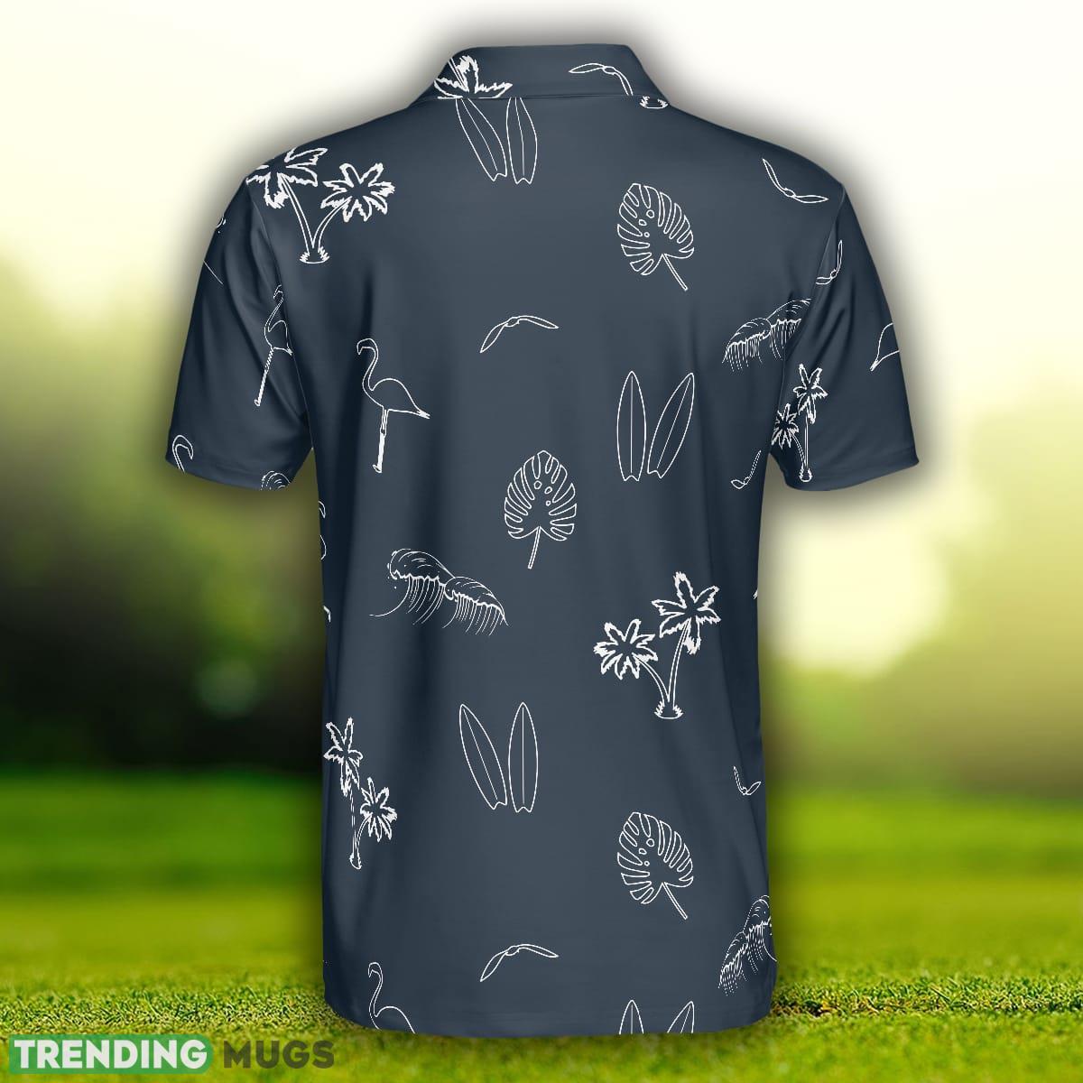 Mini Tropical Icons, Black And White Tropical Floral Flamingo Polo Shirt For Men And Women Polo Shirt Mini Tropical Icons, Black And White Tropical Floral Flamingo Polo Shirt For Men And Women Polo Shirt