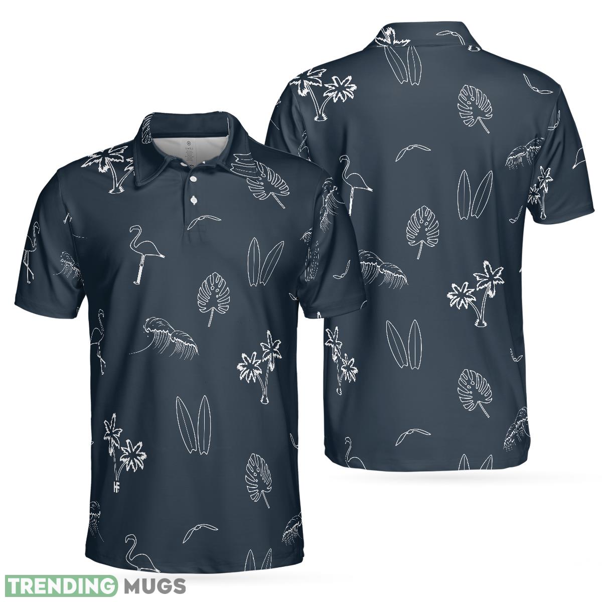 Mini Tropical Icons, Black And White Tropical Floral Flamingo Polo Shirt For Men And Women - Mini Tropical Icons Polo Shirt, Black And White Tropical Floral Flamingo Polo Shirt For Men_1 Mini Tropical Icons, Black And White Tropical Floral Flamingo Polo Shirt For Men And Women - Mini Tropical Icons Polo Shirt, Black And White Tropical Floral Flamingo Polo Shirt For Men_1