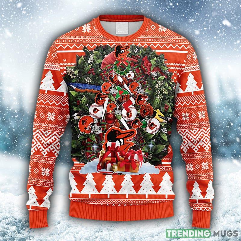 MLB Baltimore Orioles Tree Fleece 3D Sweater For Men And Women Gift Ugly Christmas - MLB Baltimore Orioles Tree Ugly Christmas Fleece Sweater_1 MLB Baltimore Orioles Tree Fleece 3D Sweater For Men And Women Gift Ugly Christmas - MLB Baltimore Orioles Tree Ugly Christmas Fleece Sweater_1