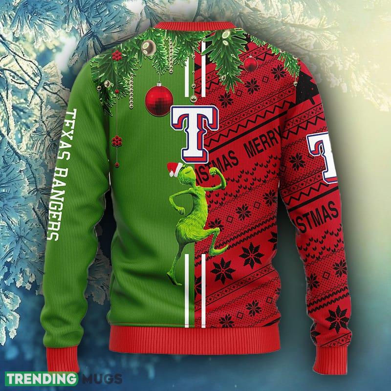 MLB Texas Rangers Grinch & Scooby Doo Christmas Ugly Sweater For Men Women 3D Sweater MLB Texas Rangers Grinch & Scooby Doo Christmas Ugly Sweater For Men Women 3D Sweater