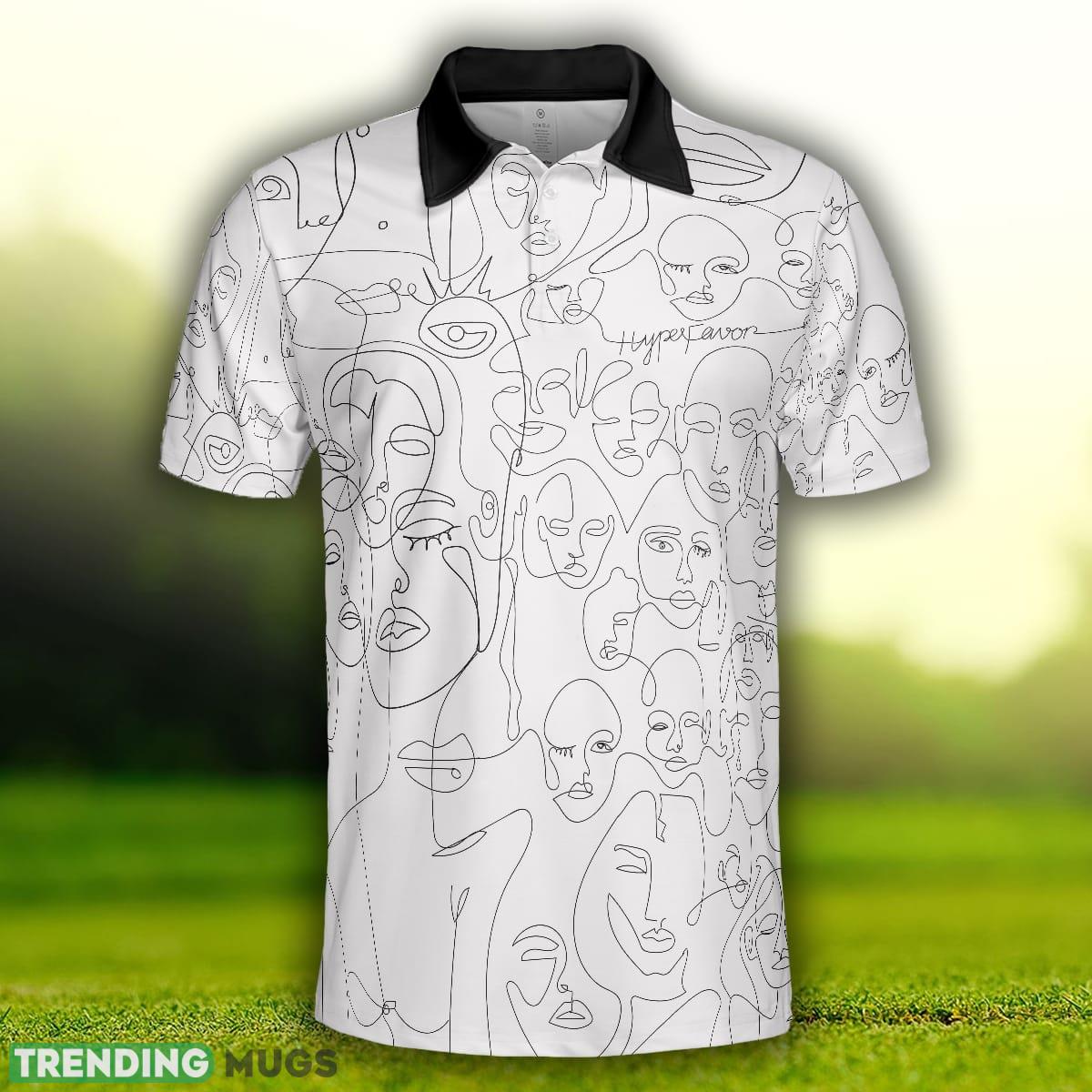 Multiple Face One Line Art White Version, Black And White Abstract Art Polo Shirt Polo Shirt Multiple Face One Line Art White Version, Black And White Abstract Art Polo Shirt Polo Shirt