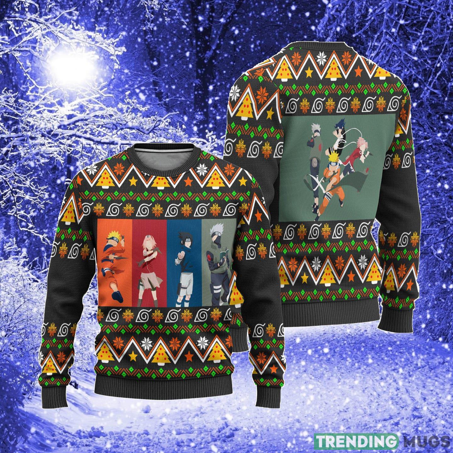 Naruto Team 7 Anime Konohagakure Xmas Women Mens Ugly Christmas Sweater 3D Sweater Naruto Team 7 Anime Konohagakure Xmas Women Mens Ugly Christmas Sweater 3D Sweater