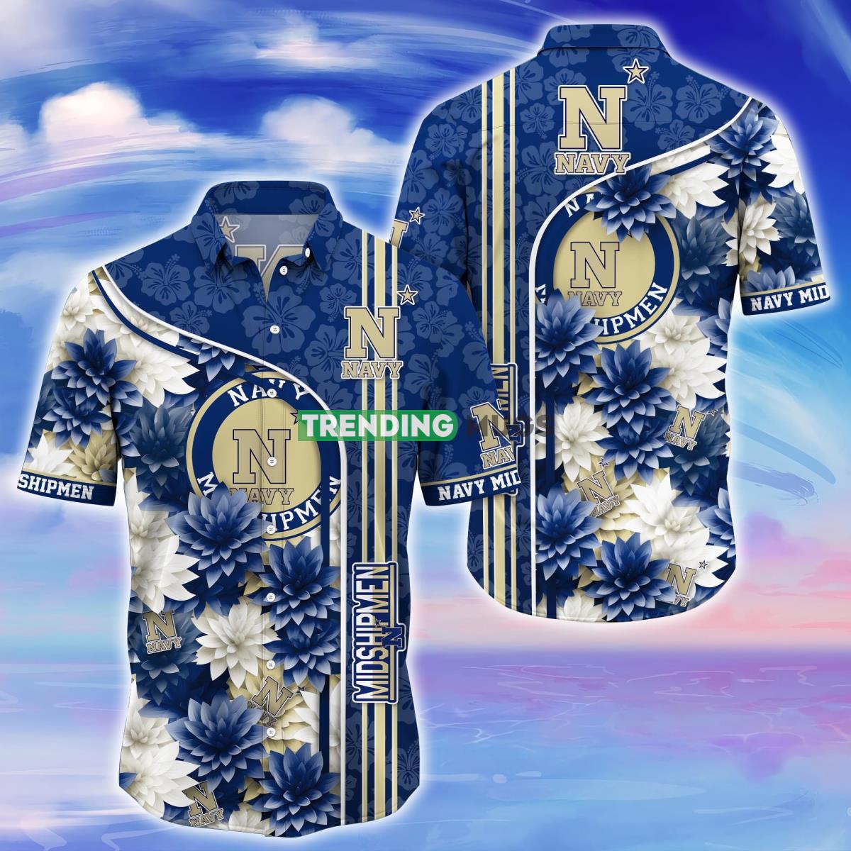 Navy Midshipmen Trending Hawaiian Shirt For Fans Product Photo 1 Navy Midshipmen Trending Hawaiian Shirt For Fans Product Photo 1