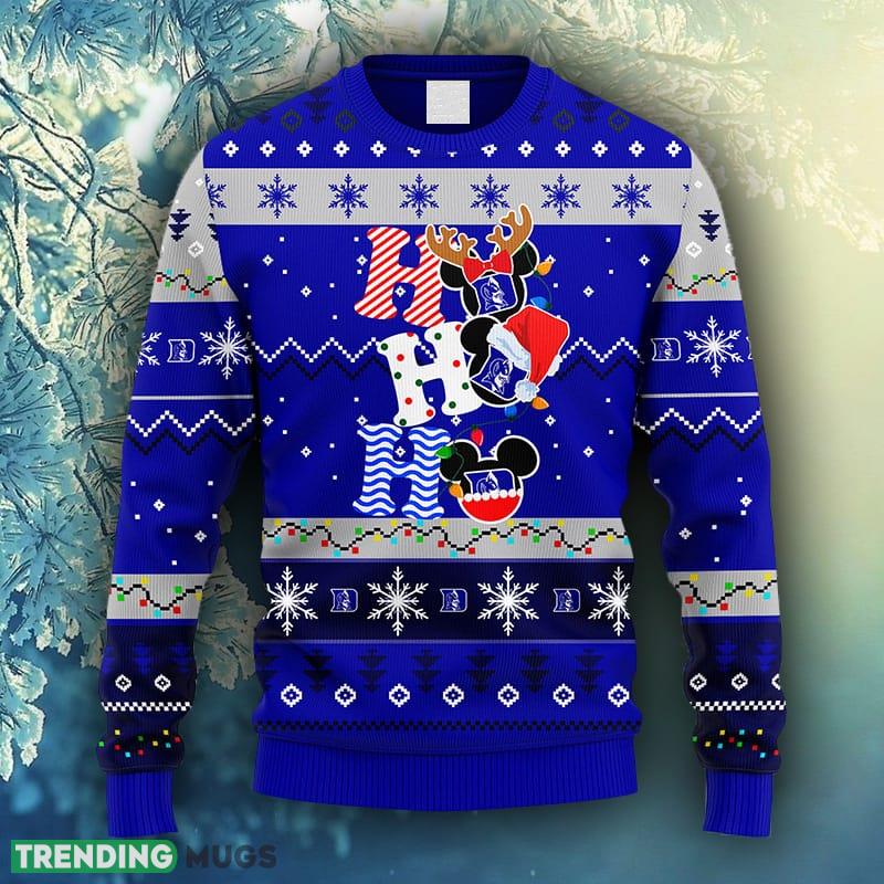NCAA Christmas Duke Blue Devils HoHoHo Mickey Christmas Ugly Sweater For Men Women - NCAA Duke Blue Devils HoHoHo Mickey Christmas Ugly Sweater_1 NCAA Christmas Duke Blue Devils HoHoHo Mickey Christmas Ugly Sweater For Men Women - NCAA Duke Blue Devils HoHoHo Mickey Christmas Ugly Sweater_1