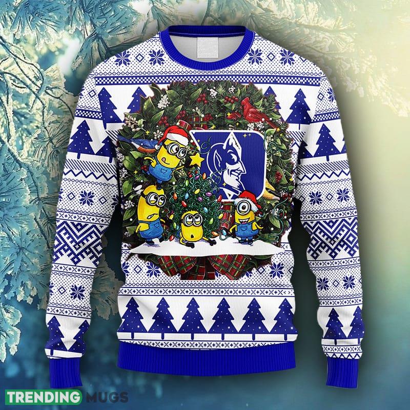 NCAA Christmas Duke Blue Devils Minion Christmas Ugly Sweater For Men Women - NCAA Duke Blue Devils Minion Christmas Ugly Sweater_1 NCAA Christmas Duke Blue Devils Minion Christmas Ugly Sweater For Men Women - NCAA Duke Blue Devils Minion Christmas Ugly Sweater_1