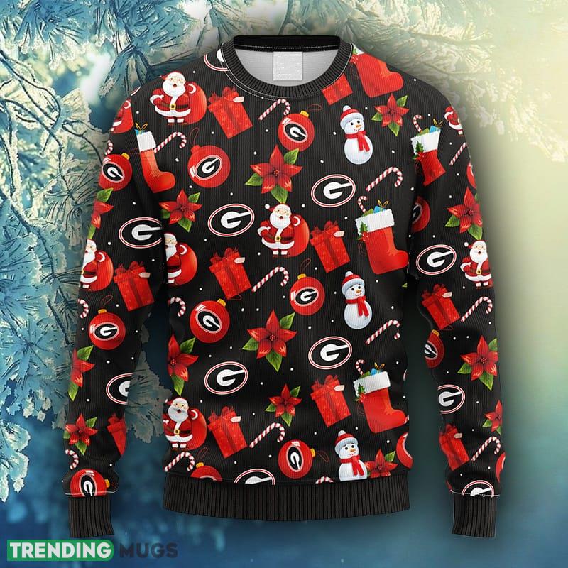 NCAA Christmas Georgia Bulldogs Santa Claus Snowman Christmas Ugly Sweater For Men Women - NCAA Georgia Bulldogs Santa Claus Snowman Christmas Ugly Sweater_1 NCAA Christmas Georgia Bulldogs Santa Claus Snowman Christmas Ugly Sweater For Men Women - NCAA Georgia Bulldogs Santa Claus Snowman Christmas Ugly Sweater_1