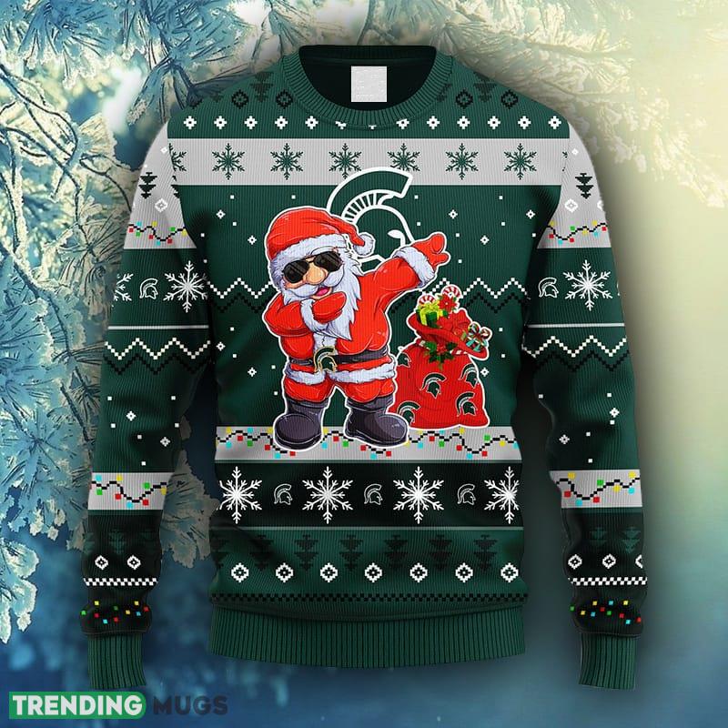 NCAA Christmas Michigan State Spartans Dabbing Santa Claus Christmas Ugly Sweater For Men Women - NCAA Michigan State Spartans Dabbing Santa Claus Christmas Ugly Sweater_1 NCAA Christmas Michigan State Spartans Dabbing Santa Claus Christmas Ugly Sweater For Men Women - NCAA Michigan State Spartans Dabbing Santa Claus Christmas Ugly Sweater_1