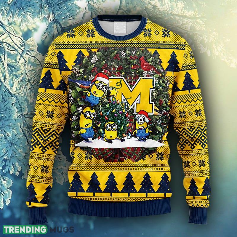 NCAA Christmas Michigan Wolverines Minion Christmas Ugly Sweater For Men Women - NCAA Michigan Wolverines Minion Christmas Ugly Sweater_1 NCAA Christmas Michigan Wolverines Minion Christmas Ugly Sweater For Men Women - NCAA Michigan Wolverines Minion Christmas Ugly Sweater_1