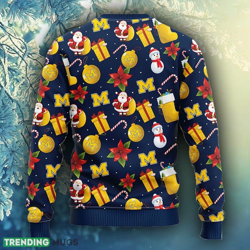 NCAA Christmas Michigan Wolverines Santa Claus Snowman Christmas Ugly Sweater For Men Women 3D Sweater NCAA Christmas Michigan Wolverines Santa Claus Snowman Christmas Ugly Sweater For Men Women 3D Sweater