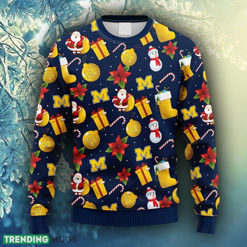 NCAA Christmas Michigan Wolverines Santa Claus Snowman Christmas Ugly Sweater For Men Women - NCAA Michigan Wolverines Santa Claus Snowman Christmas Ugly Sweater_1 NCAA Christmas Michigan Wolverines Santa Claus Snowman Christmas Ugly Sweater For Men Women - NCAA Michigan Wolverines Santa Claus Snowman Christmas Ugly Sweater_1