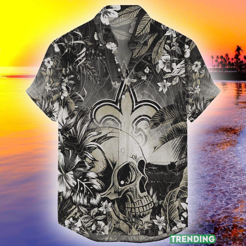 New Orleans Saints Tropical Skull NFL Design 9 Beach Hawaiian Shirt Men And Women For Fans Gift - New Orleans Saints Hawaiian Tropical Skull NFL V2 _1 New Orleans Saints Tropical Skull NFL Design 9 Beach Hawaiian Shirt Men And Women For Fans Gift - New Orleans Saints Hawaiian Tropical Skull NFL V2 _1