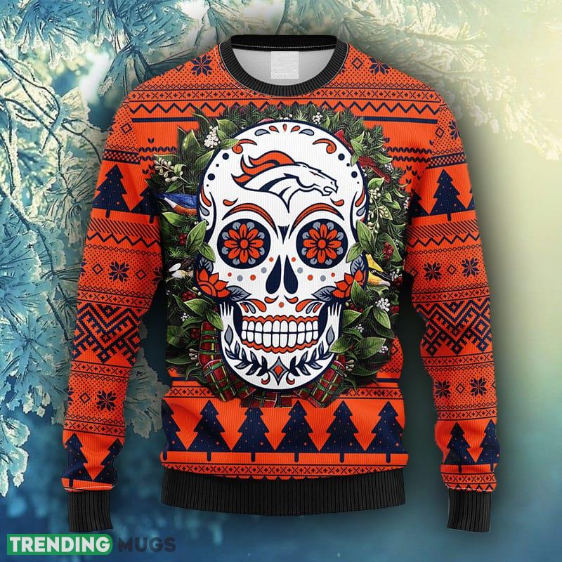 NFL Fans Denver Broncos Skull Flower Ugly Christmas Ugly Sweater For Men Women - NFL Denver Broncos Skull Flower Ugly Christmas Ugly Sweater_1 NFL Fans Denver Broncos Skull Flower Ugly Christmas Ugly Sweater For Men Women - NFL Denver Broncos Skull Flower Ugly Christmas Ugly Sweater_1