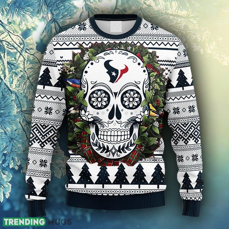NFL Fans Houston Texans Skull Flower Ugly Christmas Ugly Sweater For Men Women - NFL Houston Texans Skull Flower Ugly Christmas Ugly Sweater_1 NFL Fans Houston Texans Skull Flower Ugly Christmas Ugly Sweater For Men Women - NFL Houston Texans Skull Flower Ugly Christmas Ugly Sweater_1