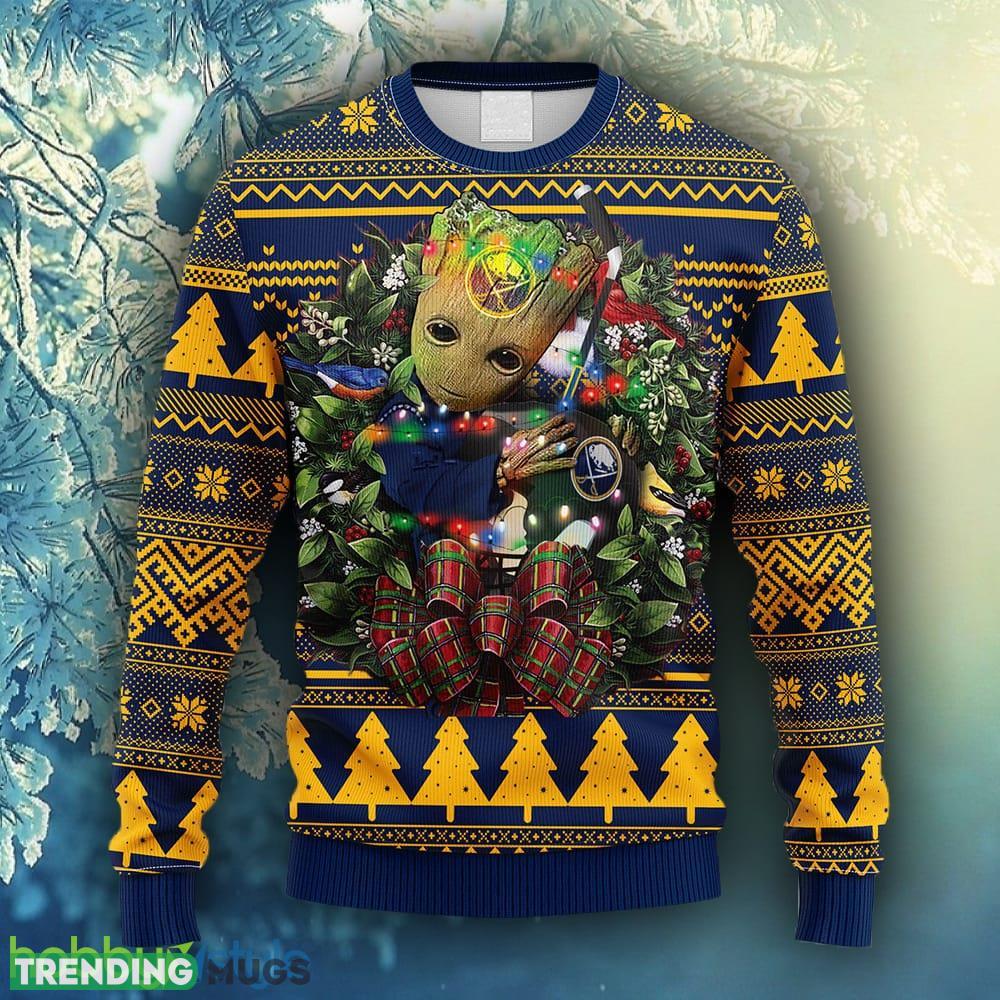 NHL Logo Buffalo Sabres Groot Hug Christmas Ugly Sweater For Men Women - NHL Buffalo Sabres Groot Hug Christmas Ugly Sweater_1