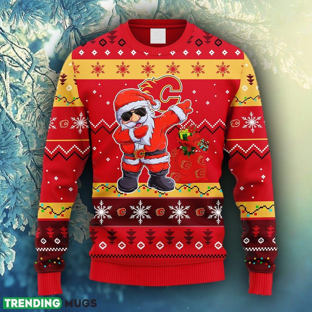 NHL Logo Calgary Flames Dabbing Santa Claus Christmas Ugly Sweater For Men Women 3D Sweater NHL Logo Calgary Flames Dabbing Santa Claus Christmas Ugly Sweater For Men Women 3D Sweater