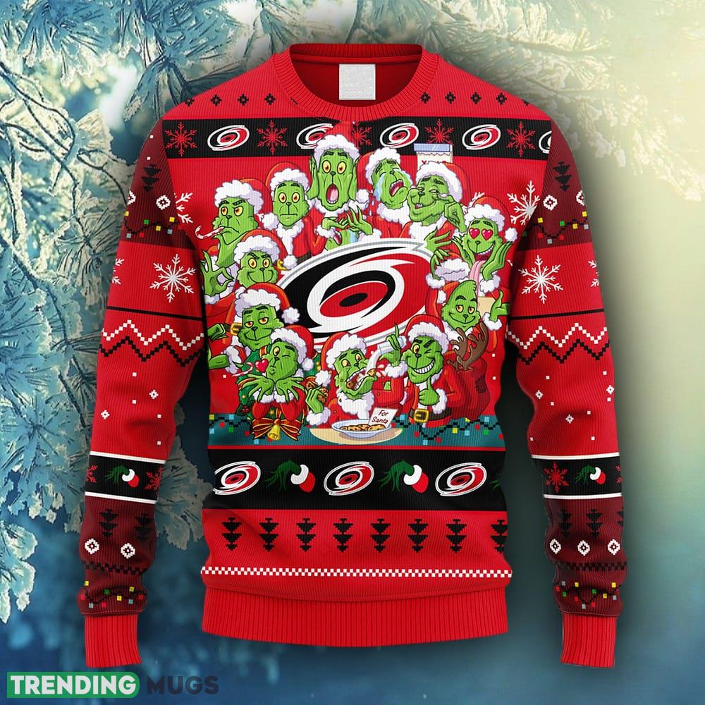 NHL Logo Carolina Hurricanes 12 Grinch Xmas Day Christmas Ugly Sweater For Men Women 3D Sweater NHL Logo Carolina Hurricanes 12 Grinch Xmas Day Christmas Ugly Sweater For Men Women 3D Sweater