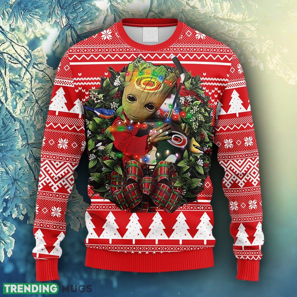 NHL Logo Carolina Hurricanes Groot Hug Christmas Ugly Sweater For Men Women - NHL Carolina Hurricanes Groot Hug Christmas Ugly Sweater_1 NHL Logo Carolina Hurricanes Groot Hug Christmas Ugly Sweater For Men Women - NHL Carolina Hurricanes Groot Hug Christmas Ugly Sweater_1