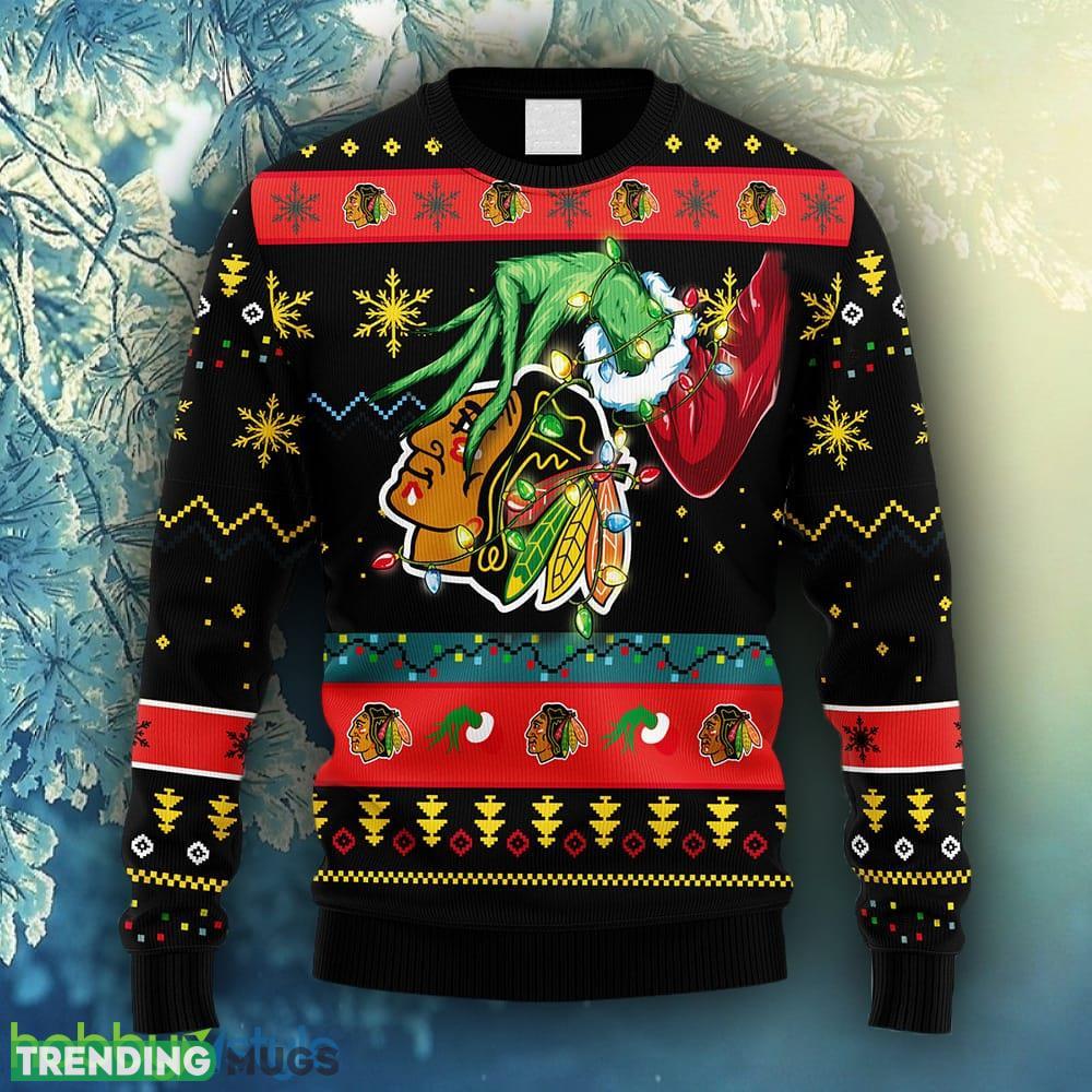 NHL Logo Chicago Blackhawks Grinch Christmas Ugly Sweater For Men Women 3D Sweater NHL Logo Chicago Blackhawks Grinch Christmas Ugly Sweater For Men Women 3D Sweater