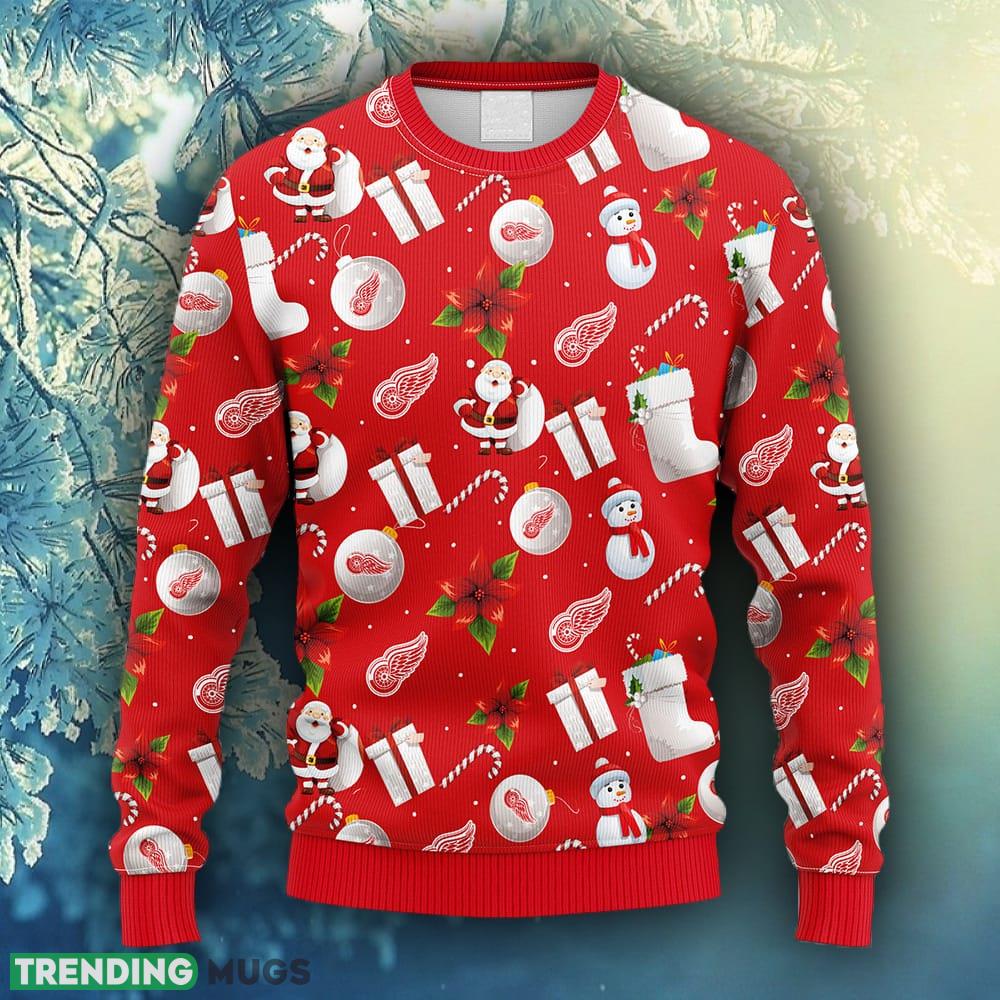 NHL Logo Detroit Red Wings Santa Claus Snowman Christmas Ugly Sweater For Men Women - NHL Detroit Red Wings Santa Claus Snowman Christmas Ugly Sweater_1 NHL Logo Detroit Red Wings Santa Claus Snowman Christmas Ugly Sweater For Men Women - NHL Detroit Red Wings Santa Claus Snowman Christmas Ugly Sweater_1